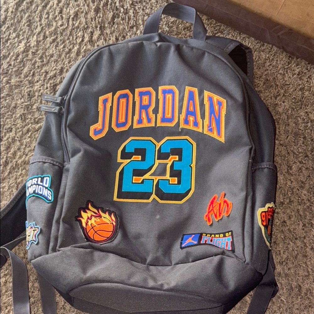Jordan Black Backpack with Colorful Patches